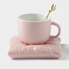 УЦЕНКА Чайная пара «Зефирка», чашка 250 мл, 11×8×7 см, блюдце 13 см, розовая - Фото 4