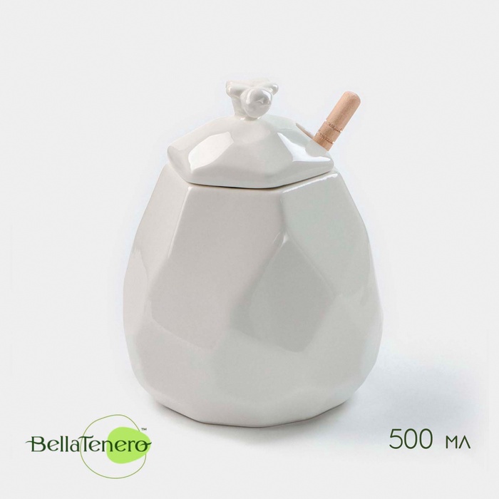 УЦЕНКА Ёмкость для мёда Bella Tenero «Пчёлка», 500 мл, с ложкой, 9.5×13 см - Фото 1