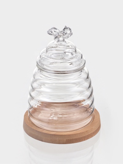 УЦЕНКА Баночка для мёда и варенья со стеклянной ложкой «Эко. Пчелка» 300 мл, 10×12.5 см