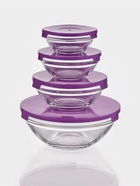 УЦЕНКА Набор салатников «Классика», 4 предмета: 200/350/500/900 мл, с крышками, фиолетовый - Фото 2