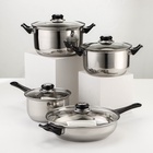 УЦЕНКА Набор 8 предметов «Черная ночь»: ковш 1.5 л, кастрюли 2 л/3 л, сковорода 24 см, 4 крышки - Фото 1