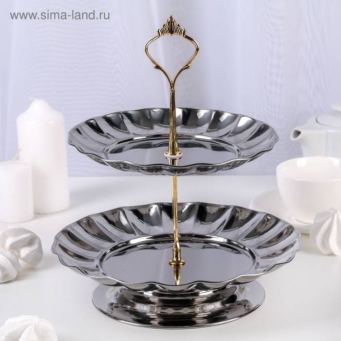 УЦЕНКА Блюдо 2 яруса, 18/22 см - Фото 1