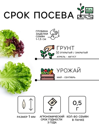 Семена Салат «Лолло микс», смесь, 0.5 г, «Рецепты дедушки Никиты»
