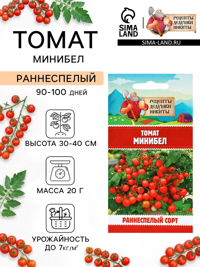 Семена Томат комнатный «Минибел», 0.1 г, «Рецепты дедушки Никиты»