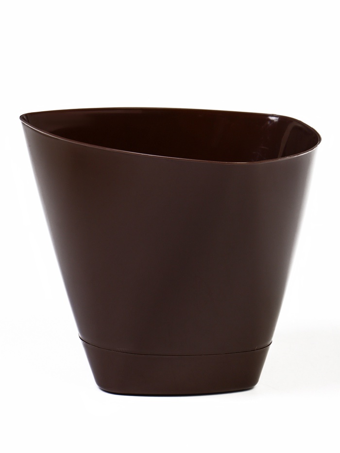 Горшок для цветов «Элеганс», 2 л, d=17.3 см, h=15 см, пластиковый, с поддоном, цвет шоколад - Фото 1