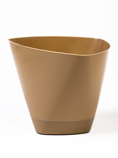 Горшок для цветов «Элеганс», 2 л, d=17.3 см, h=15 см, пластиковый, с поддоном, бежевый
