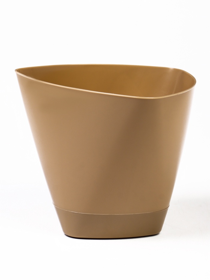 Горшок для цветов «Элеганс», 2 л, d=17.3 см, h=15 см, пластиковый, с поддоном, бежевый - Фото 1