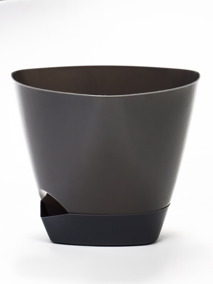 Горшок для цветов «Элеганс», 3 л, d=19.3 см, h=16.7 см, пластиковый, с прикорневым поливом, серый - Фото 1