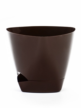 Горшок для цветов «Элеганс», 3 л, d=19.3 см, h=16.7 см, пластиковый, с прикорневым поливом, цвет шоколад  (артикул 10998753)  большой выбор товаров оптом и в розницу по низким ценам с доставкой