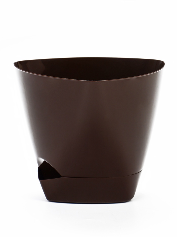 Горшок для цветов «Элеганс», 3 л, d=19.3 см, h=16.7 см, пластиковый, с прикорневым поливом, цвет шоколад - Фото 1