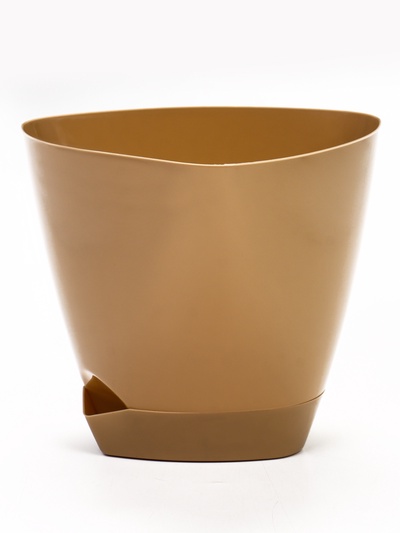 Горшок для цветов «Элеганс», 4 л, d=22 см, h=20 см, пластиковый, с прикорневым поливом, бежевый
