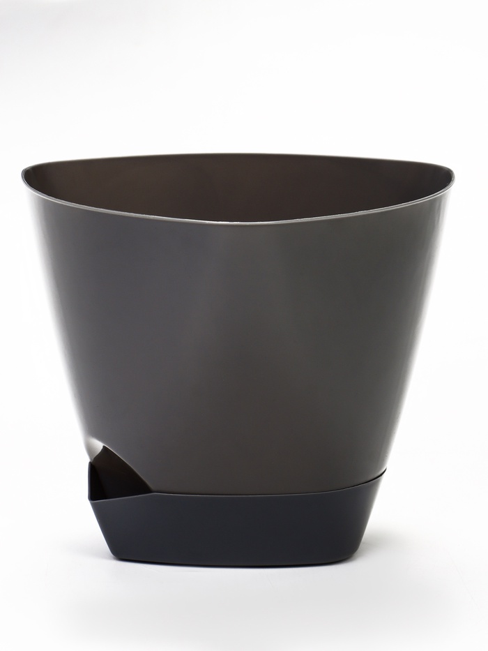 Горшок для цветов «Элеганс», 4 л, d=22 см, h=20 см, пластиковый, с прикорневым поливом, серый - Фото 1