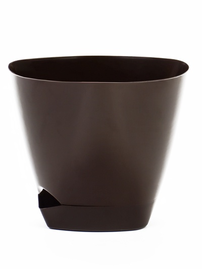 Горшок для цветов «Элеганс», 4 л, d=22 см, h=20 см, пластиковый, с прикорневым поливом, цвет шоколад