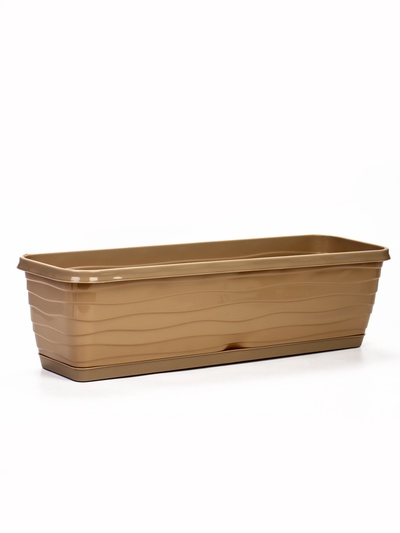 Ящик балконный для цветов, 12 л, 60×18×16 см, пластиковый, тёмно-бежевый