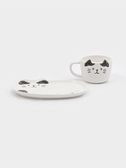 УЦЕНКА Чайная пара «Котик», 3 предмета: чашка 200 мл, блюдце 18.5×13.5 см, ложка, керамика - Фото 2