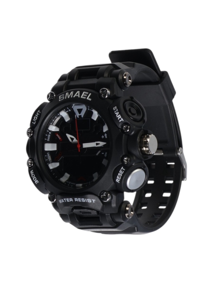 УЦЕНКА Часы наручные электронные, с будильником, d-6.1 см, ремешок l-26 см, 5 ATM, черный ремешок - Фото 1