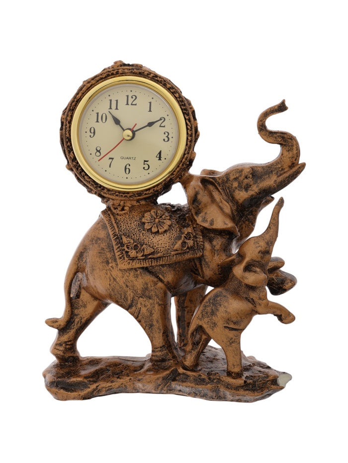 УЦЕНКА Часы настольные интерьерные «Каминные. Слониха и слонёнок», 17×21 см, циферблат 5.5 см - Фото 1