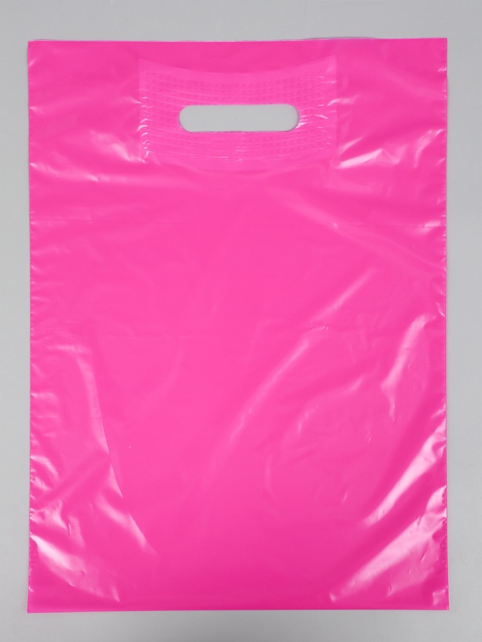 Пакет полиэтиленовый с вырубной ручкой, Фуксия 30х40 см, 30 мкм