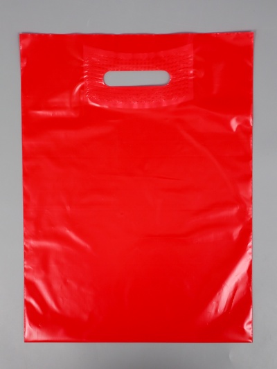 Пакет полиэтиленовый с вырубной ручкой, Красный 30х40 см, 60 мкм