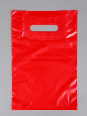 Пакет полиэтиленовый с вырубной ручкой, Красный 20х30 см, 50 мкм