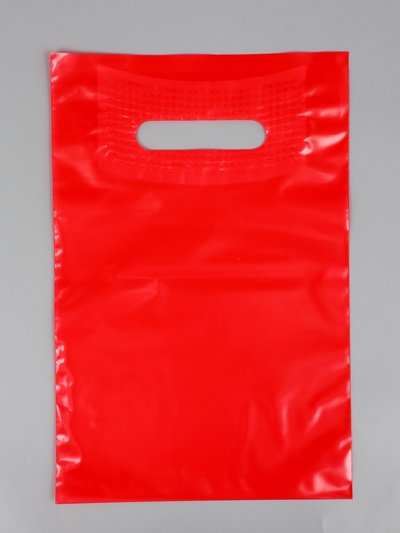 Пакет полиэтиленовый с вырубной ручкой, Красный 20х30 см, 60 мкм