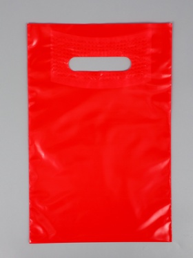 Пакет полиэтиленовый с вырубной ручкой, Красный 20х30 см, 70 мкм