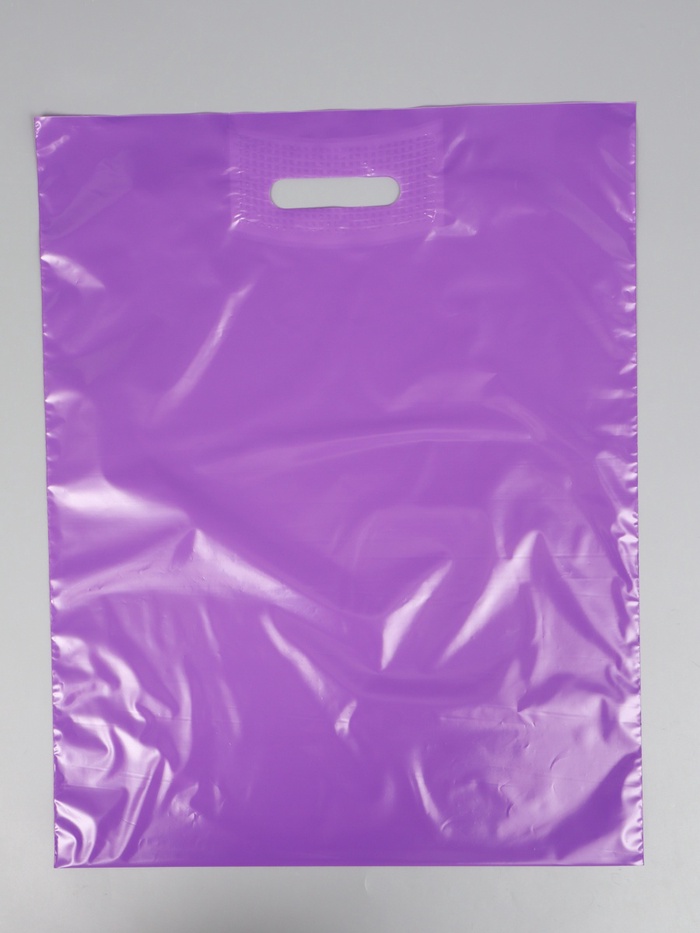 Пакет с вырубной усиленной ручкой ПВД, Фиолетовый, 40×50 см, 45 мкм
