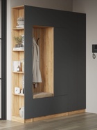 Шкаф платяной «Сева», 600×400×2200 мм, цвет графит/дуб крафт - фото 122245604