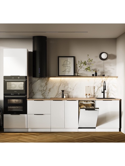 Кухонный гарнитур прямой «Виктория», без верха, 3000 мм, цвет белый глянец