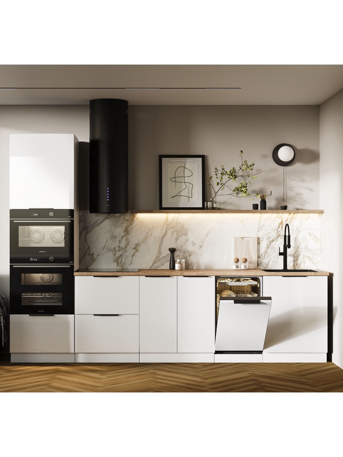 Кухонный гарнитур прямой «Виктория», без верха, 3000 мм, цвет белый глянец - Фото 1