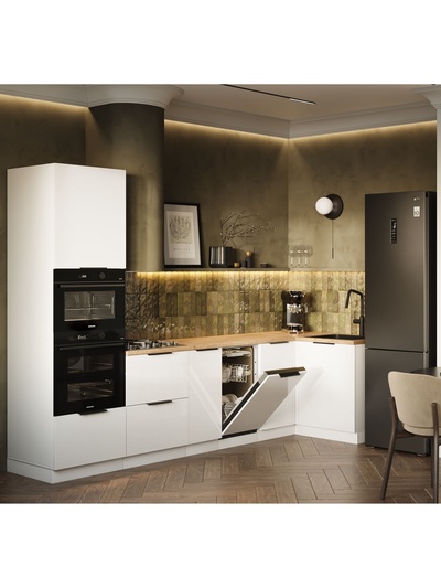 Кухонный гарнитур угловой «Виктория», без верха, 3000×1200 мм, цвет белый глянец