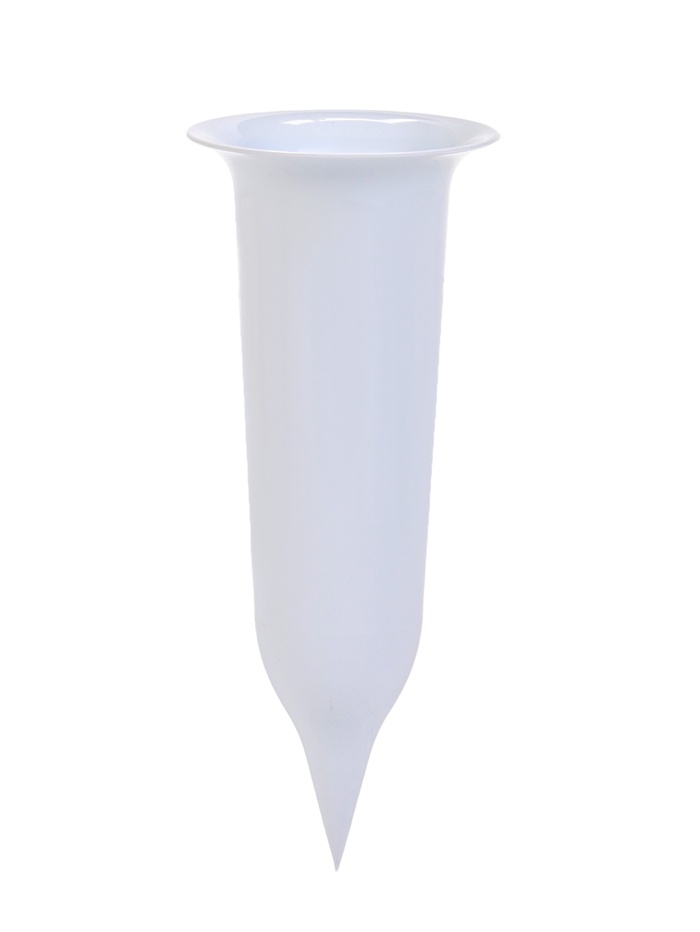 Ваза для цветов, 650 мл, d=10 см, h=26 см, пластиковая, с колышком, белая - Фото 1