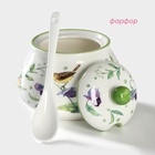 УЦЕНКА Сахарница с ложкой «Зелёный сад», 320 мл, 10×9 см - Фото 2