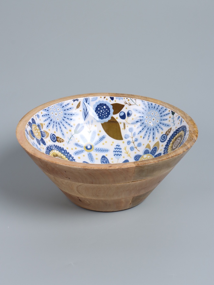 УЦЕНКА Салатник «Васильки» дерево манго 25×25×10 см - Фото 1