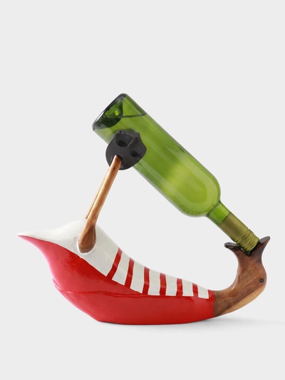 УЦЕНКА Подставка под бутылку "Уточка в красном" дерево 34х18х29 см