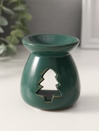 УЦЕНКА Аромалампа керамика "Ёлочка" тёмно-зелёная 6,8х6,8х7,5 см - Фото 1