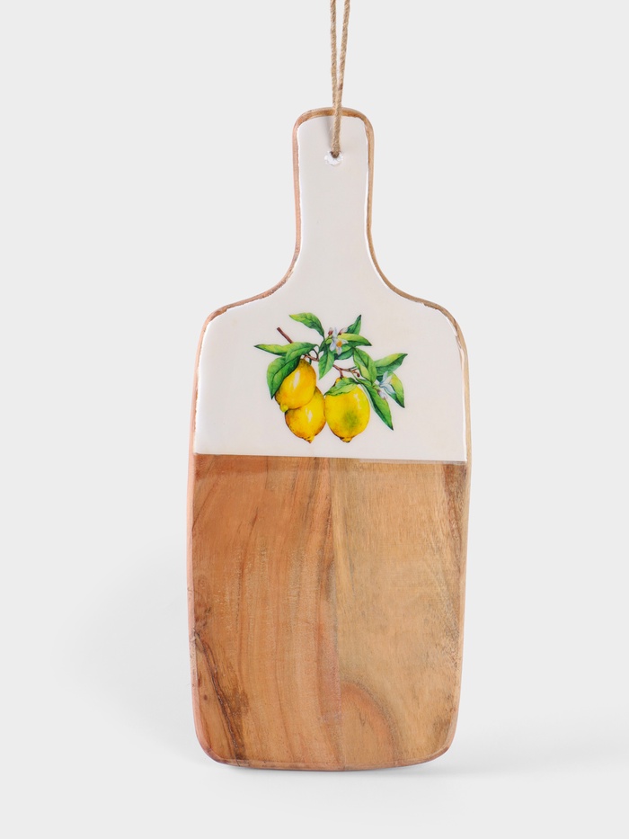 УЦЕНКА Доска разделочная прямоугольная «Лимоны» дерево манго 41×18 см - Фото 1