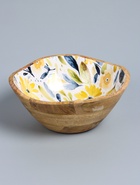 УЦЕНКА Салатник "Желтые и синие цветы" дерево манго 23х23х10,5 см - Фото 2