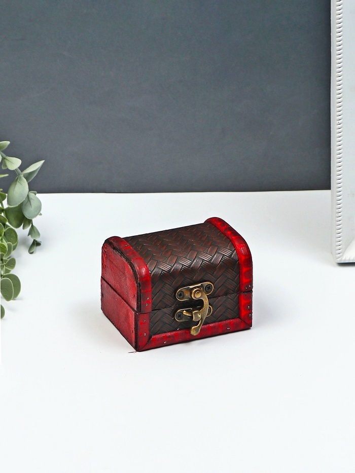 УЦЕНКА Шкатулка дерево сундучок «Плетёнка » 6×5×8 см - Фото 1