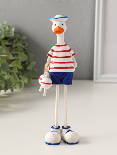 УЦЕНКА Фигура "Гусь морячок" полистоун, 5,5х10х20см