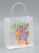 Пакет подарочный прозрачный «Букет цветов», 22×10×24 см  (артикул 10957229)  большой выбор товаров оптом и в розницу по низким ценам с доставкой