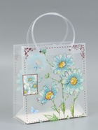 Пакет подарочный прозрачный «Ромашки-васильки», 22×10×24 см  (артикул 10957232)  большой выбор товаров оптом и в розницу по низким ценам с доставкой