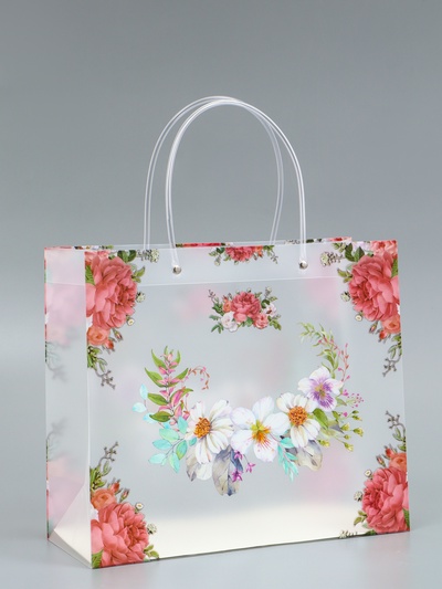 Пакет подарочный прозрачный «Нежность», 30×26×12 см