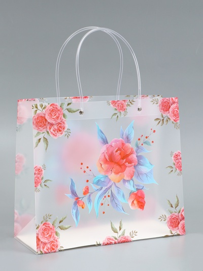 Пакет подарочный прозрачный «Красота», 30×26×12 см