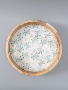 УЦЕНКА Поднос круглый с бортиками "Черепаха и цветы" дерево манго 35х35х6,5 см - Фото 4