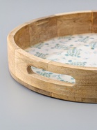 УЦЕНКА Поднос круглый с бортиками "Черепаха и цветы" дерево манго 35х35х6,5 см - Фото 5