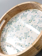 УЦЕНКА Поднос круглый с бортиками "Черепаха и цветы" дерево манго 35х35х6,5 см - Фото 6