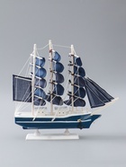 УЦЕНКА Корабль сувенирный средний «Калева», борта синие с белой полосой, паруса синие, 30х7х32 см 41 - Фото 5