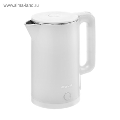 УЦЕНКА Чайник электрический "Добрыня" DO-1245W, пластик, колба металл, 1.8 л, 1800-2200 Вт, белый 54
