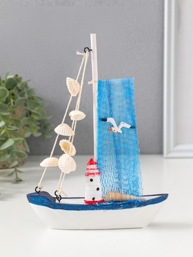 Сувенирная модель корабля «Судно с маяком», 3.7×16×21.3 см